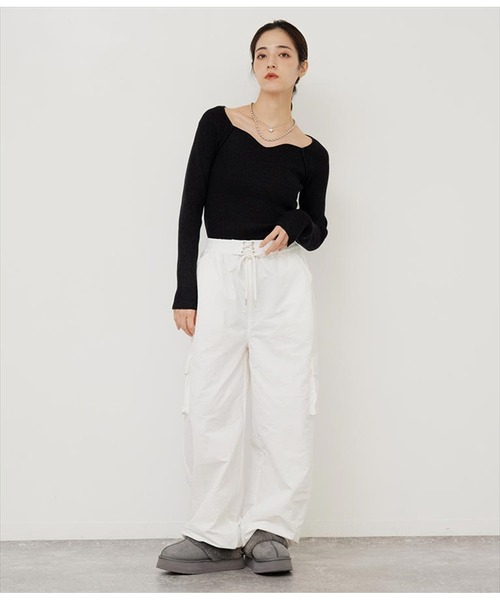 ANAP(アナップ)の「キーネックリブニットトップス(ニット/セーター・レディース・アイボリー/ブラック/ベージュ/ネイビー・FREE)」の7枚目の写真