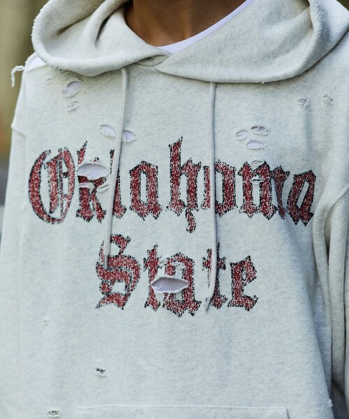 FREAK'S STORE(フリークスストア)の「FREAK’S STORE/フリークスストア 15oz HEAVY WEIGHT フーディー OKLAHOMA/ダメージ加工/ヘビーウェイト スウェットパーカー/リラックスフィット/USAコットン(パーカー・メンズ・ライトグレー/グレー/チャコールグレー・MEDIUM/LARGE/SMALL)」の14枚目の写真
