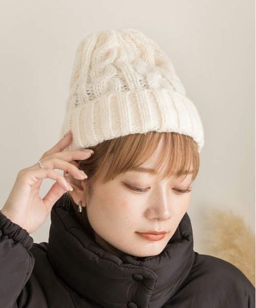 GANNI ホワイト ケーブル編みニット帽 楽天市場】GANNI ガニー ニット帽 Cable Beanie ケーブル