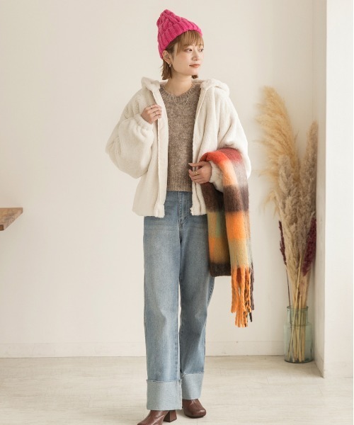 ad thie(アドティエ)の「カラフル ケーブル編み ニット帽(ニットキャップ/ビーニー・レディース・レッド/パープル/ブラック/オフホワイト/ブラウン/ピンク/グレー/ブルー・FREE)」の20枚目の写真