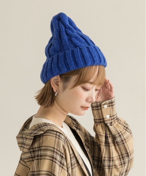 ad thie(アドティエ)の「カラフル ケーブル編み ニット帽(ニットキャップ/ビーニー・レディース・レッド/パープル/ブラック/オフホワイト/ブラウン/ピンク/グレー/ブルー・FREE)」の17枚目の写真