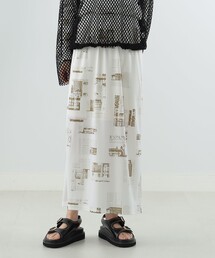 Ray BEAMS | Ray BEAMS / ニュースペーパー プリント スカート(スカート)
