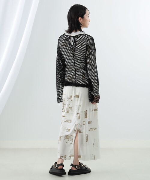 Ray BEAMS（レイビームス）の「Ray BEAMS / ニュースペーパー プリント スカート（スカート・レディース・ベージュ/ブルー系その他3・ONE SIZE）」の5枚目の写真