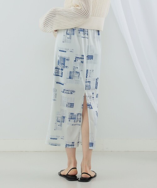 Ray BEAMS（レイビームス）の「Ray BEAMS / ニュースペーパー プリント スカート（スカート・レディース・ベージュ/ブルー系その他3・ONE SIZE）」の10枚目の写真