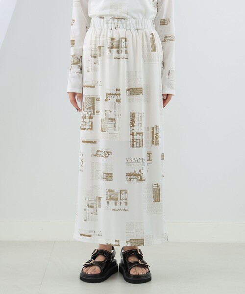 Ray BEAMS（レイビームス）の「Ray BEAMS / ニュースペーパー プリント スカート（スカート・レディース・ベージュ/ブルー系その他3・ONE SIZE）」の15枚目の写真