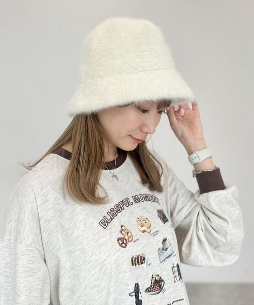 tiny tiny（ティニーティニー）の「シャギーハット[tiny tiny(ティニーティニー)]（ハット・レディース・ブラック/オフホワイト・0）」の2枚目の写真