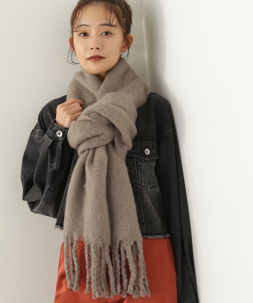 N.（N. Natural Beauty Basic）（エヌエヌナチュラルビューティーベーシック）の「◆フリンジストール（ストール/ショール・レディース・オフホワイト/グレイッシュベージュ/ブルー・ﾌﾘ-）」の2枚目の写真