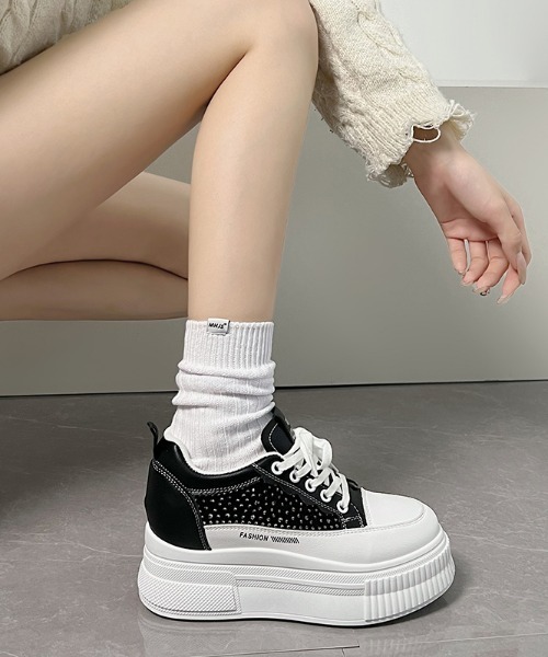 STONE  スニーカー 軽量厚底インヒールラインストーン付スニーカー（スニーカー） | csT&P