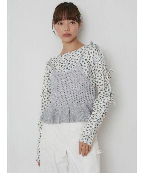 merry jenny（メリージェニー）の「twinkleニットリボンビスチェ（キャミソール・レディース・ブラック/シルバー/オフホワイト・FREE）」の5枚目の写真