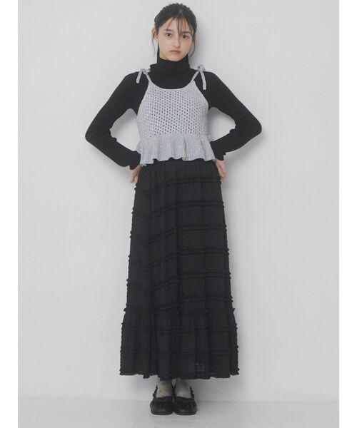 merry jenny（メリージェニー）の「twinkleニットリボンビスチェ（キャミソール・レディース・ブラック/シルバー/オフホワイト・FREE）」の6枚目の写真