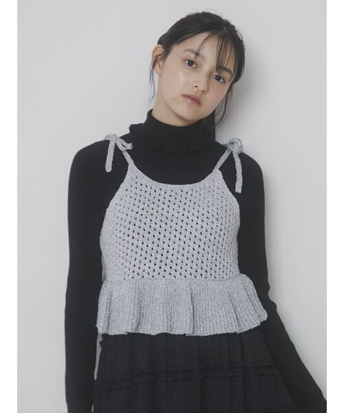 merry jenny（メリージェニー）の「twinkleニットリボンビスチェ（キャミソール・レディース・ブラック/シルバー/オフホワイト・FREE）」の12枚目の写真