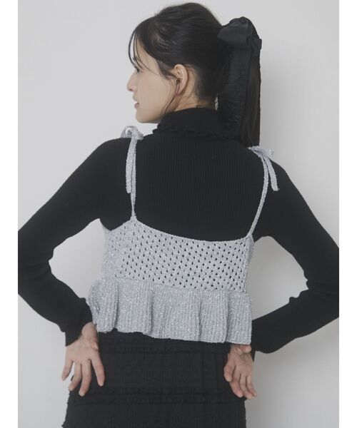 merry jenny（メリージェニー）の「twinkleニットリボンビスチェ（キャミソール・レディース・ブラック/シルバー/オフホワイト・FREE）」の14枚目の写真