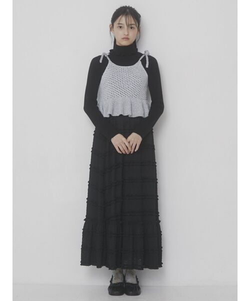 merry jenny（メリージェニー）の「twinkleニットリボンビスチェ（キャミソール・レディース・ブラック/シルバー/オフホワイト・FREE）」の16枚目の写真