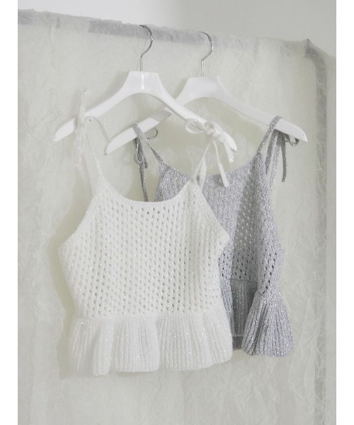 merry jenny（メリージェニー）の「twinkleニットリボンビスチェ（キャミソール・レディース・ブラック/シルバー/オフホワイト・FREE）」の2枚目の写真