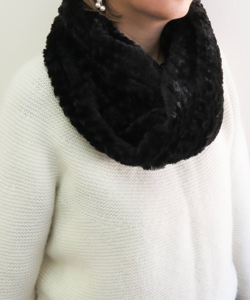 PARKS TOKYO SELECT（パークストウキョウセレクト）の「（nii）ワッフル模様スヌード（ストール/ショール・レディース・ブラウン/ベージュ/ライトグレー/スモークピンク/アイボリー/ブラック・FREE）」の3枚目の写真