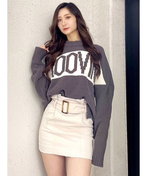 GYDA（ジェイダ）の「GROOVING モール ニット トップス（ニット/セーター・レディース・アイボリー/チャコールグレー/ラベンダー・FREE）」の3枚目の写真