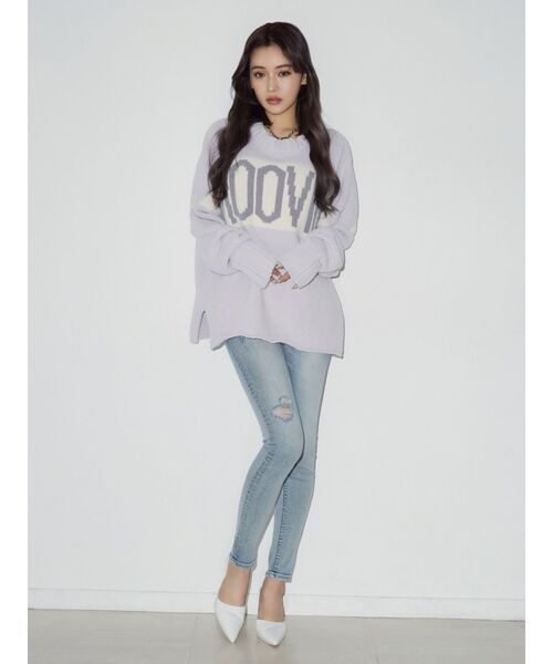 GYDA（ジェイダ）の「GROOVING モール ニット トップス（ニット/セーター・レディース・アイボリー/チャコールグレー/ラベンダー・FREE）」の5枚目の写真