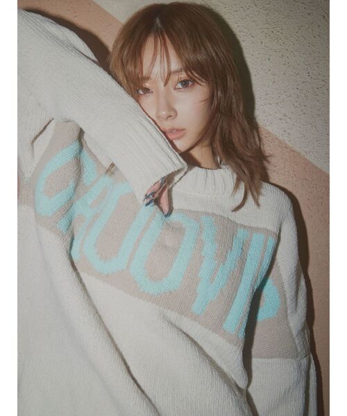 GYDA（ジェイダ）の「GROOVING モール ニット トップス（ニット/セーター・レディース・アイボリー/チャコールグレー/ラベンダー・FREE）」の6枚目の写真