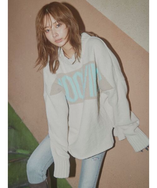 GYDA（ジェイダ）の「GROOVING モール ニット トップス（ニット/セーター・レディース・アイボリー/チャコールグレー/ラベンダー・FREE）」の7枚目の写真