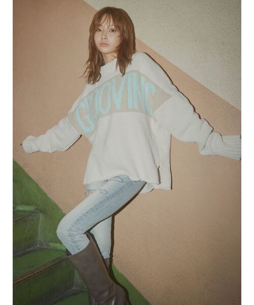 GYDA（ジェイダ）の「GROOVING モール ニット トップス（ニット/セーター・レディース・アイボリー/チャコールグレー/ラベンダー・FREE）」の8枚目の写真