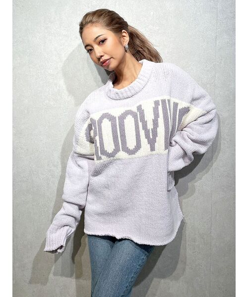 GYDA（ジェイダ）の「GROOVING モール ニット トップス（ニット/セーター・レディース・アイボリー/チャコールグレー/ラベンダー・FREE）」の9枚目の写真