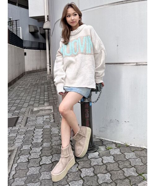 GYDA（ジェイダ）の「GROOVING モール ニット トップス（ニット/セーター・レディース・アイボリー/チャコールグレー/ラベンダー・FREE）」の21枚目の写真