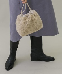 プードルファー巾着バッグ