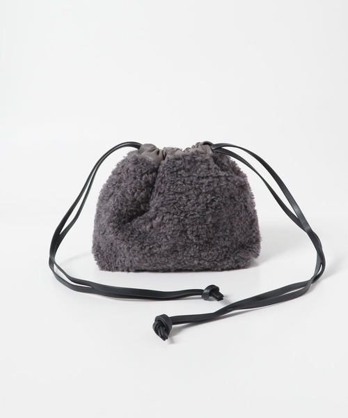 URBAN RESEARCH Sonny Label（アーバンリサーチサニーレーベル）の「プードルファー巾着バッグ（ショルダーバッグ・レディース・ライトベージュ/ブルー/チャコールグレー・ONE）」の10枚目の写真