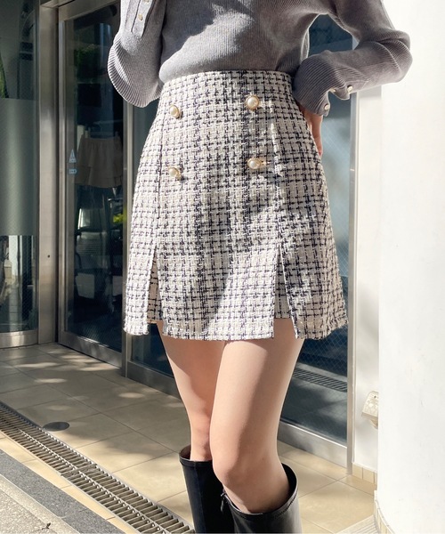 one way(ワンウェイ)の「ツイードスリットミニスカパン(スカート・レディース・ブラック/ブラック系その他/ホワイト系その他・FREE)」の19枚目の写真
