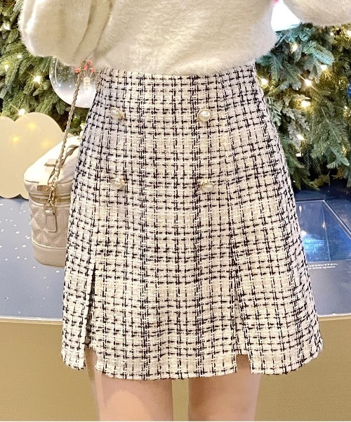 one way(ワンウェイ)の「ツイードスリットミニスカパン(スカート・レディース・ブラック/ブラック系その他/ホワイト系その他・FREE)」の9枚目の写真