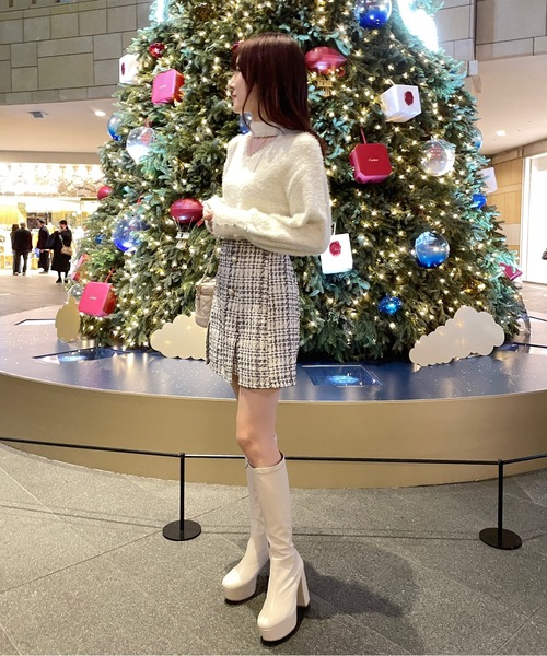 one way(ワンウェイ)の「ツイードスリットミニスカパン(スカート・レディース・ブラック/ブラック系その他/ホワイト系その他・FREE)」の11枚目の写真