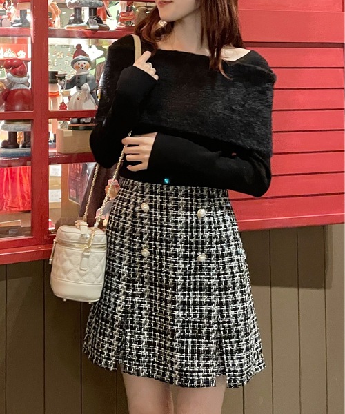 one way(ワンウェイ)の「ツイードスリットミニスカパン(スカート・レディース・ブラック/ブラック系その他/ホワイト系その他・FREE)」の15枚目の写真