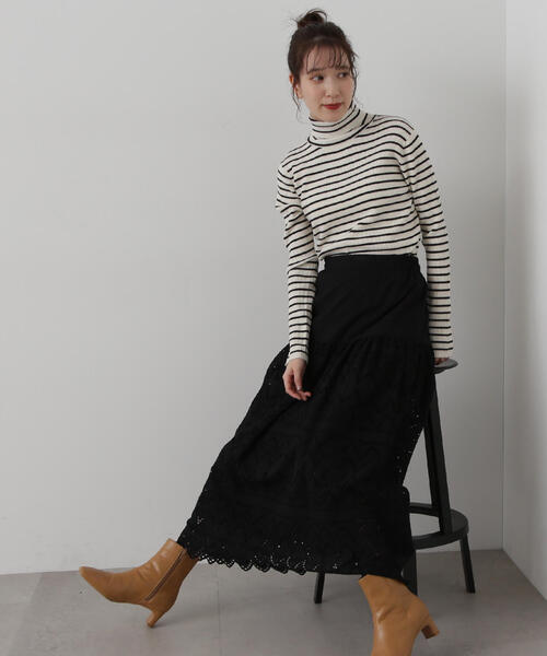 N.（N. Natural Beauty Basic）（エヌエヌナチュラルビューティーベーシック）の「【S Size Line】◆コットンレースフレアスカート（スカート・レディース・ブラック/オフホワイト・MEDIUM/SMALL）」の22枚目の写真