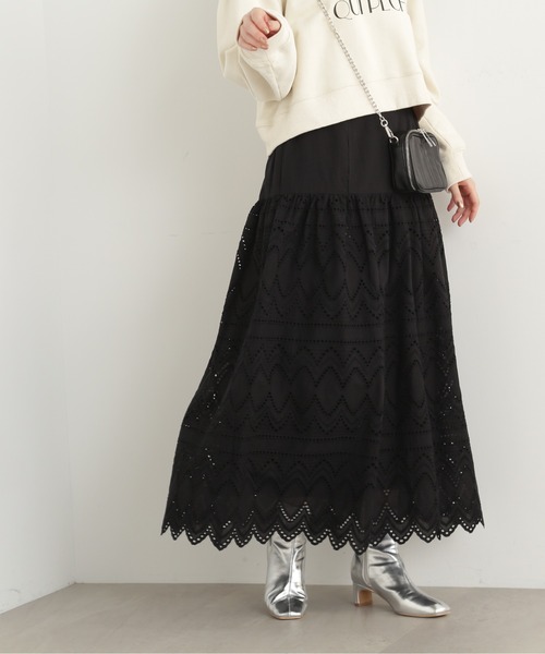 N.（N. Natural Beauty Basic）（エヌエヌナチュラルビューティーベーシック）の「【S Size Line】◆コットンレースフレアスカート（スカート・レディース・ブラック/オフホワイト・MEDIUM/SMALL）」の16枚目の写真