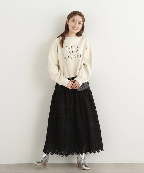 N.（N. Natural Beauty Basic）（エヌエヌナチュラルビューティーベーシック）の「【S Size Line】◆コットンレースフレアスカート（スカート・レディース・ブラック/オフホワイト・MEDIUM/SMALL）」の17枚目の写真