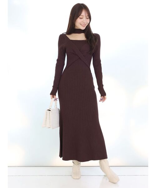 MERCURYDUO（マーキュリーデュオ）の「2WAYランダムリブビスチェ風マーメイドニットワンピース（ワンピース・レディース・ベビーピンク/ブラウン/ブラック・SMALL/MEDIUM）」の17枚目の写真