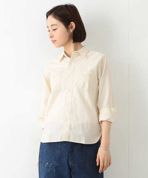 BEAMS BOY（ビームスボーイ）の「SUGAR CANE×BEAMS BOY / シャンブレー ワークシャツ（シャツ/ブラウス・レディース・ホワイト/ブルー・SMALL/MEDIUM）」の5枚目の写真