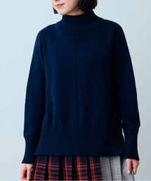 ＩＥＤＩＴ　内側コットン表ウール混素材のいいとこどり　フロントタック遣い　ダブルフェイスハイネックニット