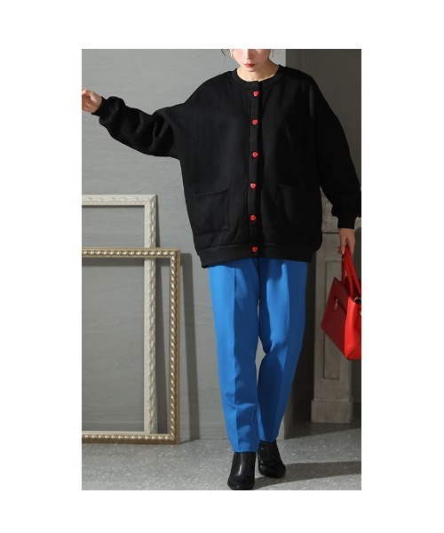 Sawa a la mode(サワアラモード)の「裏起毛ハートボタンカーディガン(カーディガン/ボレロ・レディース・ブラック・FREE)」の10枚目の写真