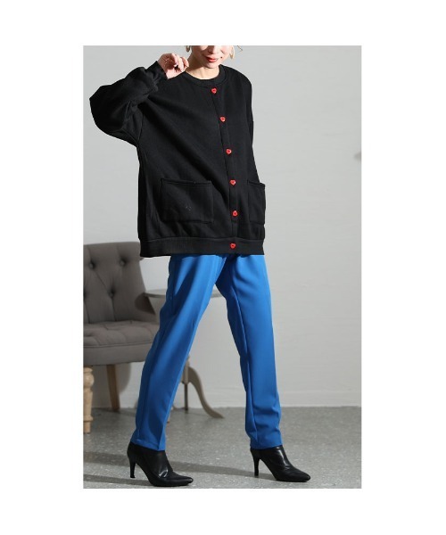 Sawa a la mode(サワアラモード)の「裏起毛ハートボタンカーディガン(カーディガン/ボレロ・レディース・ブラック・FREE)」の14枚目の写真