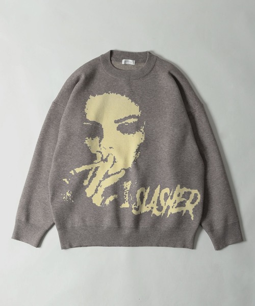 NILWAY（ニルウェイ）の「SMOKING SLASHER ジャガードパーソン オーバーニット（ニット/セーター・メンズ・ブラック/グレー・FREE）」の10枚目の写真