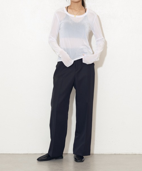 Lui's(ルイス)の「ベロアメッシュ2wayトップス(Tシャツ/カットソー・レディース・グレー/オフホワイト/ピンク/グレイッシュベージュ・FREE)」の10枚目の写真