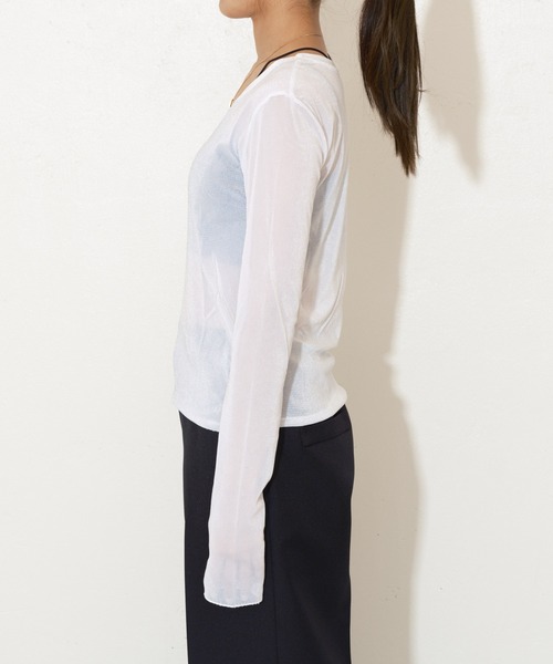 Lui's(ルイス)の「ベロアメッシュ2wayトップス(Tシャツ/カットソー・レディース・グレー/オフホワイト/ピンク/グレイッシュベージュ・FREE)」の20枚目の写真