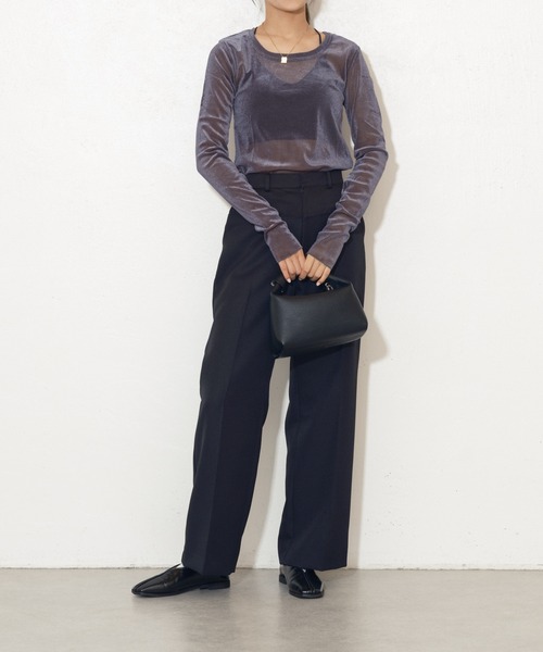 Lui's(ルイス)の「ベロアメッシュ2wayトップス(Tシャツ/カットソー・レディース・グレー/オフホワイト/ピンク/グレイッシュベージュ・FREE)」の17枚目の写真