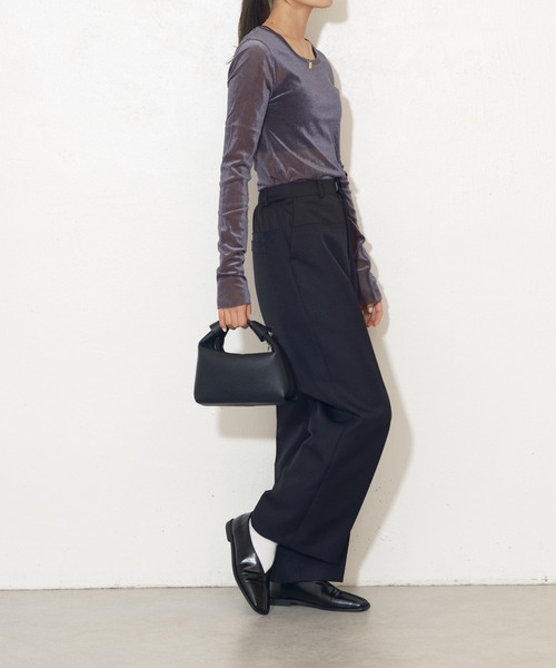 Lui's(ルイス)の「ベロアメッシュ2wayトップス(Tシャツ/カットソー・レディース・グレー/オフホワイト/ピンク/グレイッシュベージュ・FREE)」の11枚目の写真