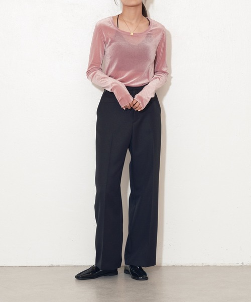 Lui's(ルイス)の「ベロアメッシュ2wayトップス(Tシャツ/カットソー・レディース・グレー/オフホワイト/ピンク/グレイッシュベージュ・FREE)」の18枚目の写真