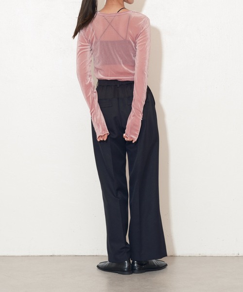 Lui's(ルイス)の「ベロアメッシュ2wayトップス(Tシャツ/カットソー・レディース・グレー/オフホワイト/ピンク/グレイッシュベージュ・FREE)」の22枚目の写真