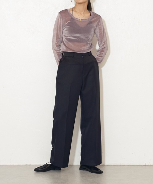 Lui's(ルイス)の「ベロアメッシュ2wayトップス(Tシャツ/カットソー・レディース・グレー/オフホワイト/ピンク/グレイッシュベージュ・FREE)」の15枚目の写真