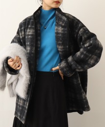【Laliberte】 フェイクウール裏リングチェックコート