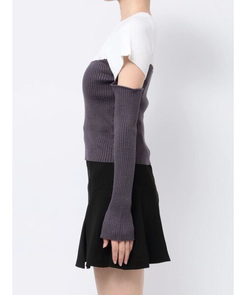 MERCURYDUO（マーキュリーデュオ）の「バイカラータイトニット（ニット/セーター・レディース・ブラック/チャコールグレー/ブラウン・FREE）」の9枚目の写真
